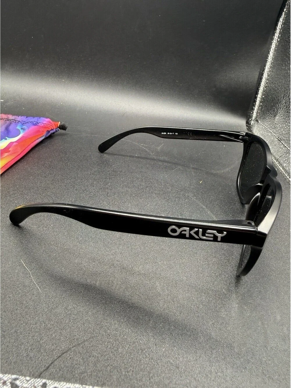 Oakley Frogskin Matte Black/Violet Iridium Lenses 24-298